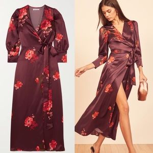 Reformation Merrick Azusa Floral Silk Wrap Dress